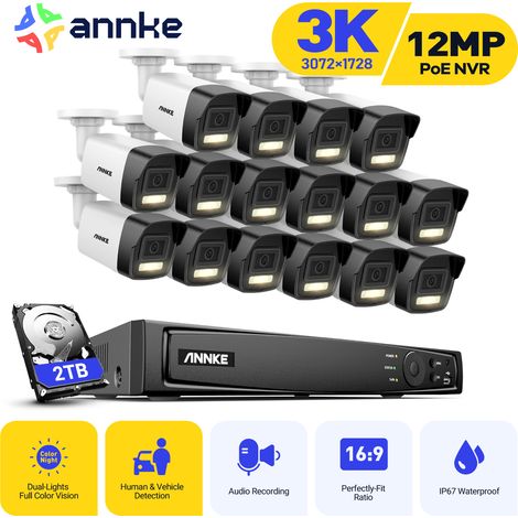 ANNKE 3K Filaire Kit de Vidéosurveillance Extérieure, Caméra de Surveillance avec 16CH NVR et 16X5MP Caméra IP PoE,Détection Humaine/Véhicule,Couleur Vision Nocturne,2TB HDD (1/5)