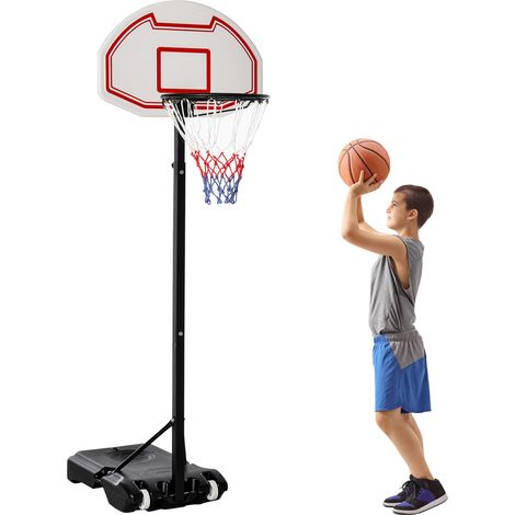 Canestro da Basket da Esterno con Supporto e Altezza Regolabile in Acciaio, 73x49x194-249 cm