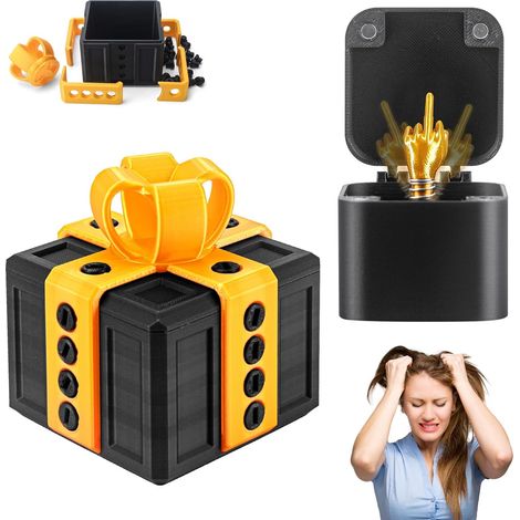 Annoying Gift Box with Middle Finger, Pop-Up Annoying Gifts, 3D Printed Pranksters, Novelty Surprise Gift Box, Packaging with Screws, 8cm for Christmas, Annoying Gift Box with Middle Finger