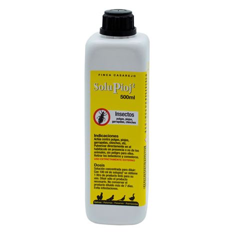 Producto Natural contra el ácaro Rojo - Elimina piojos de Las gallinas, pulgas, garrapatas y chinches del gallinero - Solupioj (500 ml)