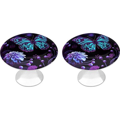 Poignées de meuble en acier inoxydable à motif papillon et fleur (1/5)