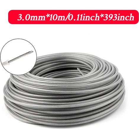 (10 m x 3 mm) Fil de coupe-bordures en nylon et acier, long rouleau rond, pour tondeuse à gazon. (1/4)