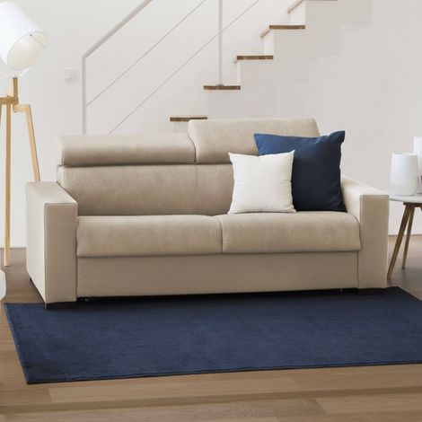 Talamo Italia Schlafsofa Agostina, 2-Sitzer-Sofa, 100% Made in Italy, Wohnzimmersofa mit drehbarer Öffnung, mit verstellbaren Kopfstützen und schlanken Armlehnen, Cm 160x95h85, Beige (1/5)
