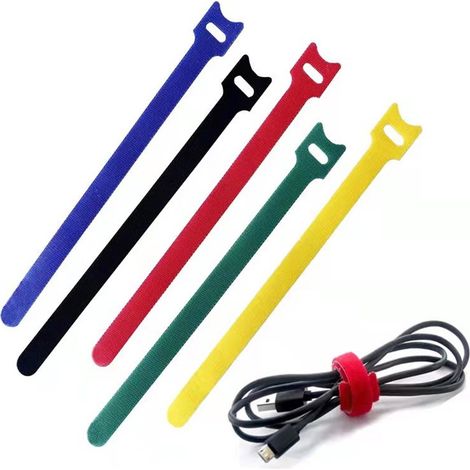 Lot de 100 attaches de câble en nylon, réutilisables et réglables, adaptées à la gestion des câbles dans les bureaux, les maisons, les jardins, etc., 200 mm x 12 mm, disponibles en 5 couleurs assortie (1/5)
