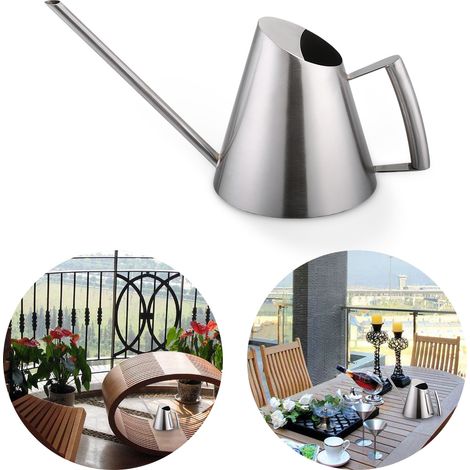 Gießkanne aus gebürstetem Edelstahl (900 ml) für Zimmer- und Gartenpflanzen, präzise und langanhaltende Bewässerung (1/5)
