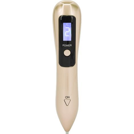 Stylo électrique domestique pour l'élimination des grains de beauté, 9 niveaux de luminosité, portable et rechargeable, pour l'élimination des taches brunes (doré). (1/5)