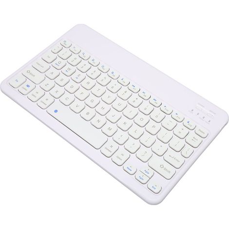 Clavier Bluetooth sans fil 10 pouces, ultra-fin, connexion stable, silencieux et étanche, blanc, pour tablettes et ordinateurs portables.