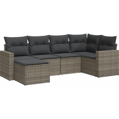 Maison Exclusive - 6-tlg. Garten-Sofagarnitur mit Kissen Grau Pol
