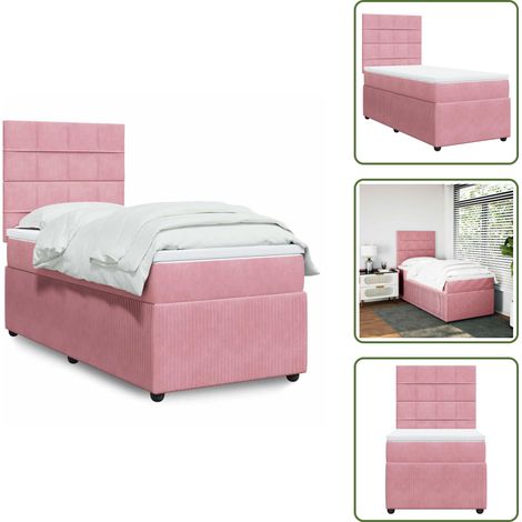 Sommier à lattes de lit avec matelas Rose 90x190 cm Velours - Sommier À Lattes De Lit - Sommiers À Lattes De Lit - Lit - Meuble De Chambre À Coucher (1/5)
