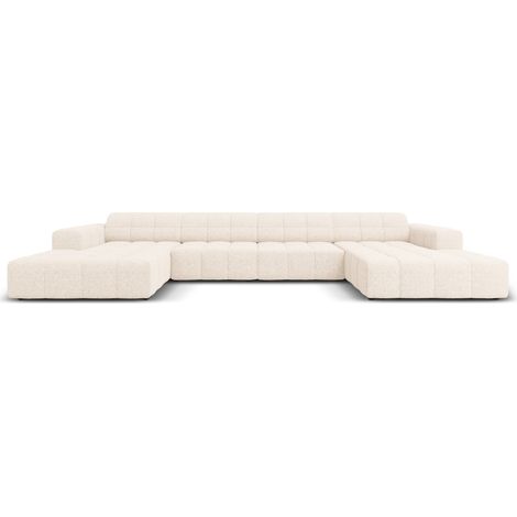 Canapé panoramique 6 places en chenille beige clair (1/5)