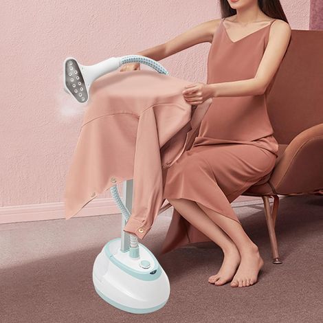 Stehender Dampfglätter, Professioneller Steamer mit Kontrollleuchte Handschuh 1.6L Wassertank für Seide Fasern Nylon Polyester Fleece Baumwolle 1800W