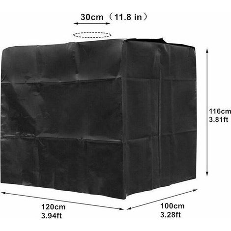 Coprifusti  per IBC 1000 L, antipolvere, anti-UV e antipioggia, dimensioni 120x100x116 cm (nero) (1/3)