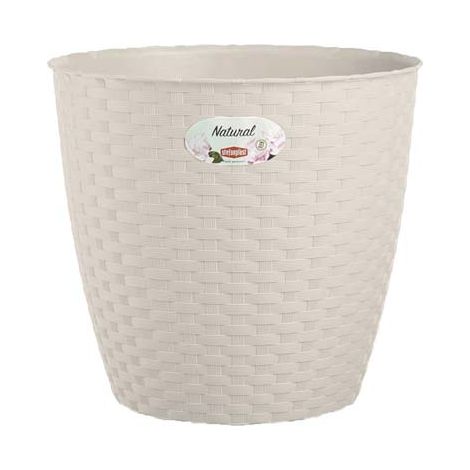 VASO RATTAN TONDO NATURAL STEFANPLAST - PP BIANCO CM 24 H.CM 22,5- 2 pezzi