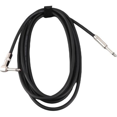 Câble d'instrument de musique Ggiant ASC-21, droit à coudé, gaine en caoutchouc noir, connecteurs TS 6,35 mm (1/4 pouce), pour guitare électrique, haut-parleur de studio, 3 m / 9,8 pi (1/5)