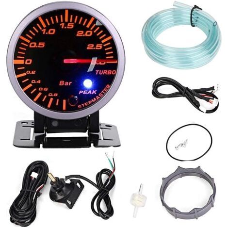 Turbo Boost Gauge, 2.5inch 60mm 3.0 Bar LED Modification de la voiture LED Turbo Boost Gauge Mètre Pointeur DC12V (1/5)