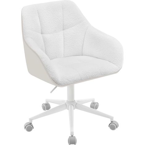 Woltu – Chaise de bureau ergonomique pivotante 360° – Assise en bouclette et PU – Réglable 48-57cm – Capacité 150kg – Crème et gris (1/5)