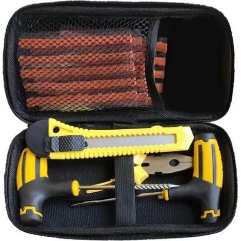 Kit de reparación de neumáticos de 27 piezas, herramientas para reparar pinchazos, alicates de inserción, neumáticos sin cámara, coche, motocicleta, bicicleta. (1/5)