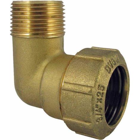 Raccord PE Laiton, Coude 90°, 32mm x 1 Pouce