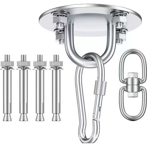 Crochet Plafond Lourds Acier Inoxydable 360°Rotation, Crochets Suspension Suspendue pour Balançoire, Serviette Yoga, Sac de Frappe, Hamac, Chaise Accrochante Capacité de Charge 450Kg (1/4)