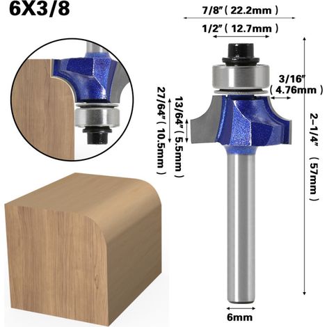 Fraise à angle rond professionnelle Jincheng 63/8 – chanfreinage, rainurage, fraisage bois, pour machine à rogner (1/5)