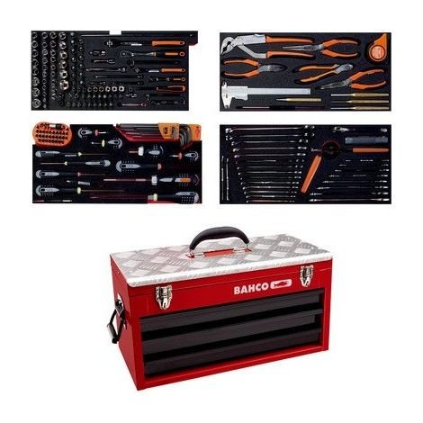 BAHCO - Caisse à outils métallique, kits d'outils multi-usages - 193 pcs