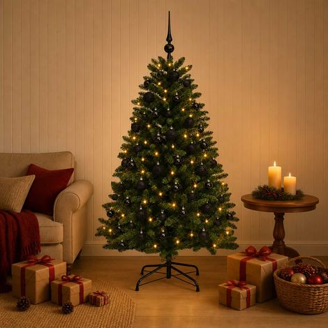 vidaXL Árbol de Navidad artificial verde medio con bolas 180 cm (1/5)
