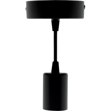 Kit de suspension luminaire métal noir avec cordon textile – Douille E27 – Longueur 85 cm – Installation facile au plafond – Elexity