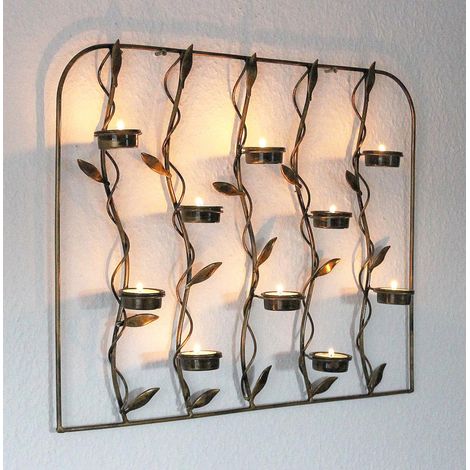 Wandteelichthalter 10-0370 Wandkerzenhalter aus Metall 53 cm Teelichthalter