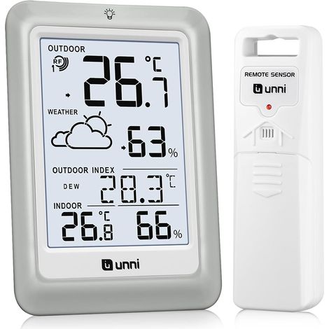 Thermomètre Hygromètre Numérique Intérieur Extérieur, Station Météo Sans Fil Numérique, Température Humidité Moniteur Avec Capteur à Distance De 100M, Affichage Rétro-éclairage (1/5)