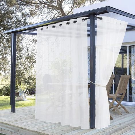 Rideau Extérieur - Rideaux Voilages Blanc Exterieur pour Pergola Jardin Extérieur & Intérieur Maison Chambre, Lumière Filtrer avec Oeillets, 132274cm cm, 1 PCs (1/5)