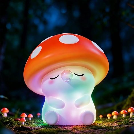 Veilleuse Enfant Champignon, Lampe de Chevet Bébé Silicone Tactile et Rechargeable, 8 Couleurs Lumière Dimmable, Décoration Chambre Chambre d'enfant, Idée Cadeau d'anniversaire pour Enfant (1/5)