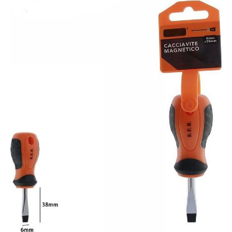 TrAdE Shop Traesio - Cacciavite Giravite Magnetico Punta A Taglio 6x38mm Impugnatura Ergonomica 07422 -