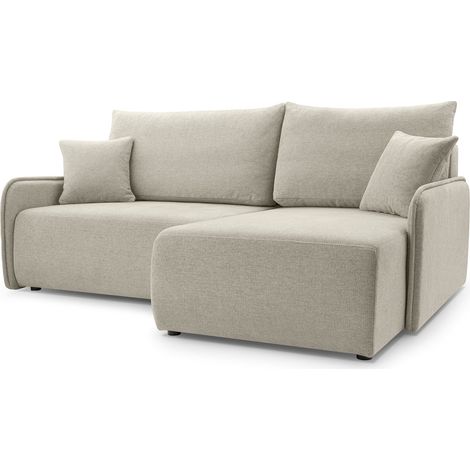 Selsey Netarro - Ecksofa mit Schlaffunktion, Bettkasten und Chenille-Bezug, beige, rechts (1/5)