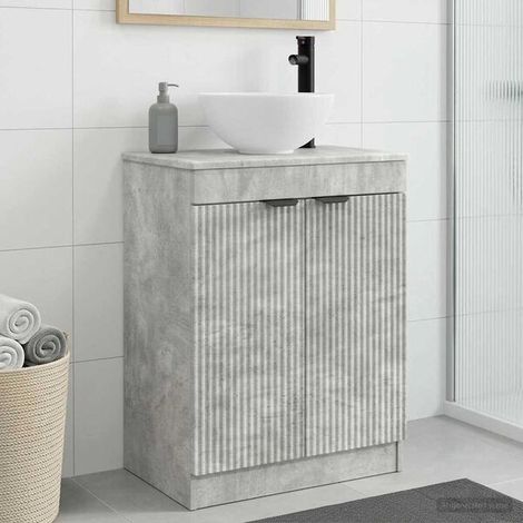 Meuble de salle de bain avec évier Gris béton 54 x 35 x 83 cm, Meuble Mural, Design Moderne (1/5)