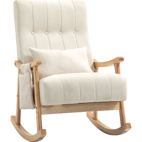 Fauteuil à bascule beige coussins rénaux selle large cadre caoutchouc 120 kg