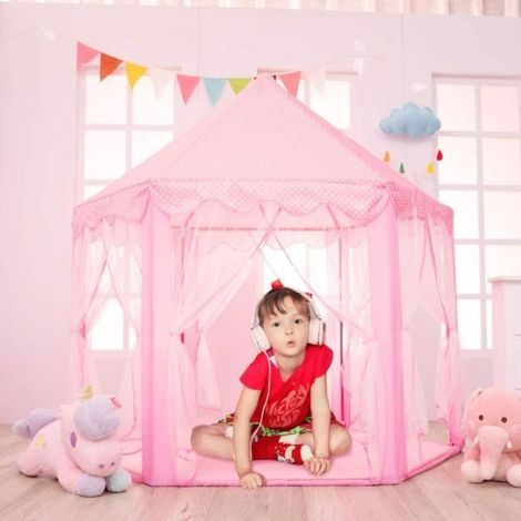 Tente de Jeu pour Enfant - JRING - Château de Princesse Hexagone - Polyester - Rose - 53\'\' x 55\'\' - Mixte (1/4)