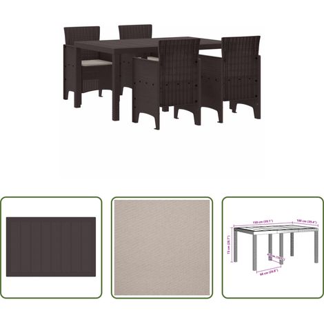 Mobilier extérieur - Ensemble de salle à manger pour jardin 5 pcs Marron Rattan Polt (1/5)