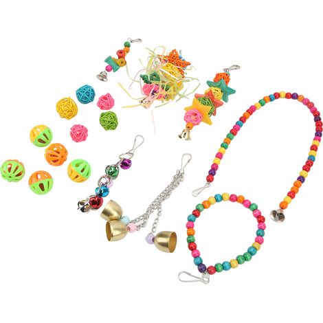 Jouets pour oiseaux résistants aux morsures, balançoire à mâcher pour perroquets avec crochets amovibles pour calopsittes, pinsons, perruches ondulées, aras, inséparables (1/5)