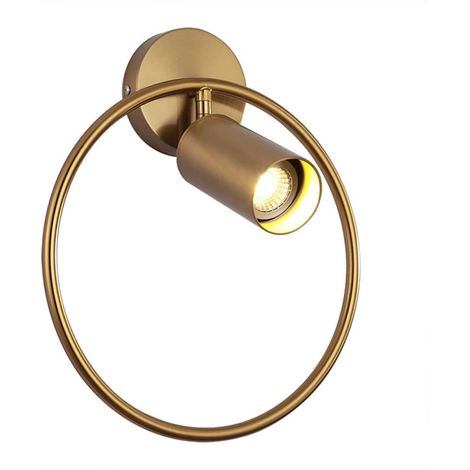 Applique murale d'intérieur orientable à 180°, style moderne en métal doré, douille E27 (ampoule non incluse), idéale pour chambre, salon ou couloir d'escalier (1/5)