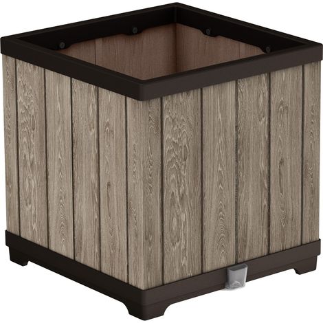 Keter Signature Square Planter - Ashwood Brown