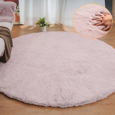 Teppich Kunstfell Fellteppich Flauschig 240 cm (Rund) Rosa Altrosa (1/5)