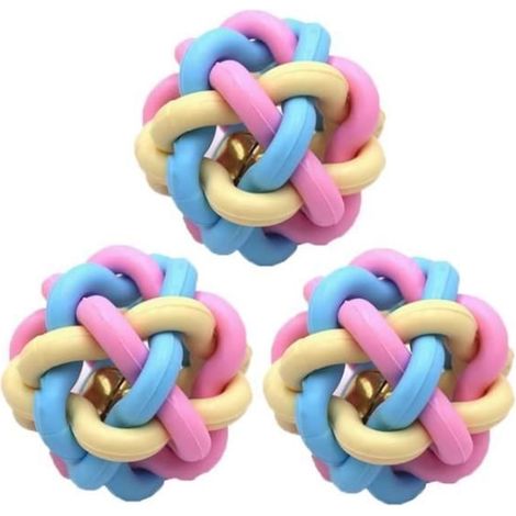 Jouet à mâcher pour Chien - MARQUE - Balle en Caoutchouc - Couleurs vives - 3 pièces - Sécuritaire (1/4)