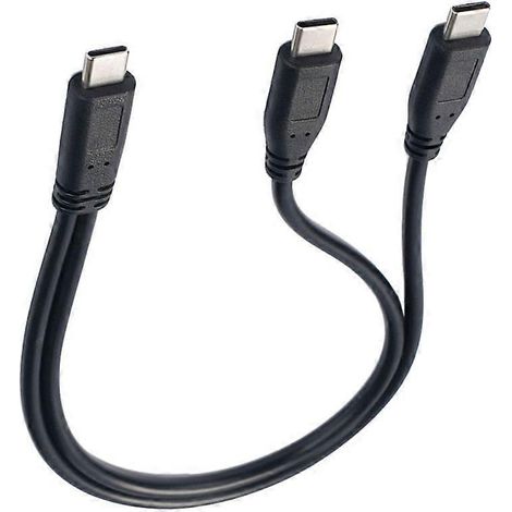 30 cm langes USB-C-auf-zwei-USB-C-Stecker-Ladekabel für schnelles Laden (1/4)