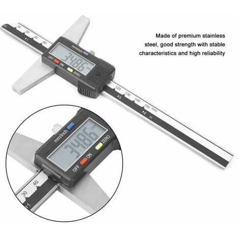 Jauge de profondeur numérique - - 0-150 mm - Acier inoxydable - Précision 0,01 mm - Conversion mm/pouce (1/4)
