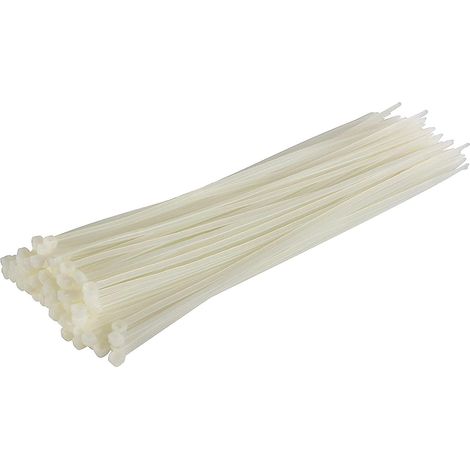 Lot de 100 Serre-câbles, Blanc/Naturel, 370 mm x 4,8 mm, Qualité Supérieure Colliers de Serrage Plastique (1/4)