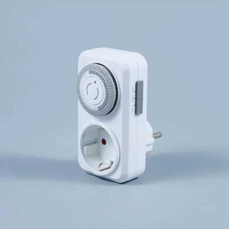 Presa di corrente con ritardo, interruttore a ciclo di 24 ore, timer meccanico, spegnimento automatico con protezione da sovraccarico, spina UE ad alta potenza da 16 A (1/4)