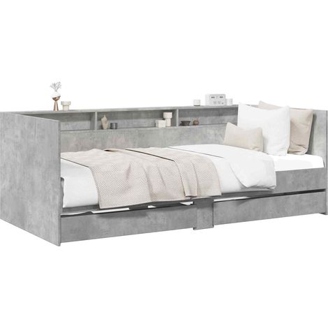 Bed Frame with Storage Concrete Grey 80 x 200 cm vidaXL