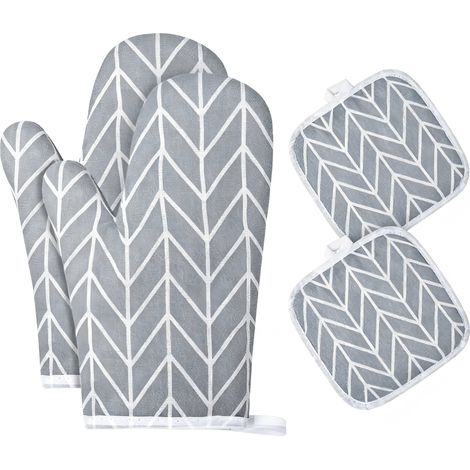 Gant De Cuisinière - Manique À Four - 392 °F - Coton Quilting - Cuisine Intérieure Et Extérieure - Lot De 4 Pièces (1/5)