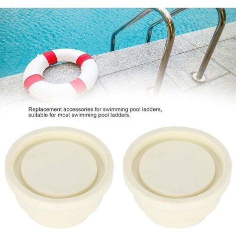Bouchons en caoutchouc pour échelle, tampons en caoutchouc 2 pièces, pare-chocs en caoutchouc pour échelle d'escalator pour piscine d'hôtel, accessoires pour échelle de piscine (blanc) (1/3)