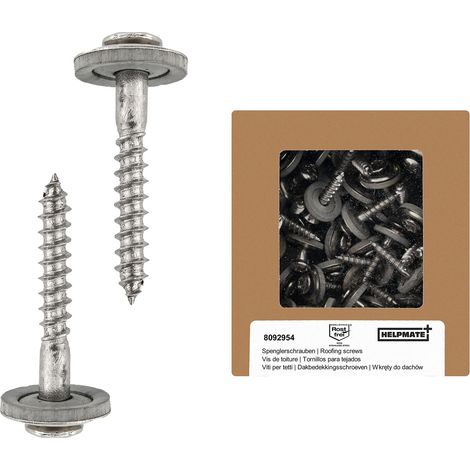 HELPMATE Viti Spengler 4,5 x 25 mm, 50 pezzi, DIN 7995, in acciaio inox A2, PZ2, DIN 7995, testa cilindrica, con disco e EPDM Di, argento, 4,5 x 25 mm